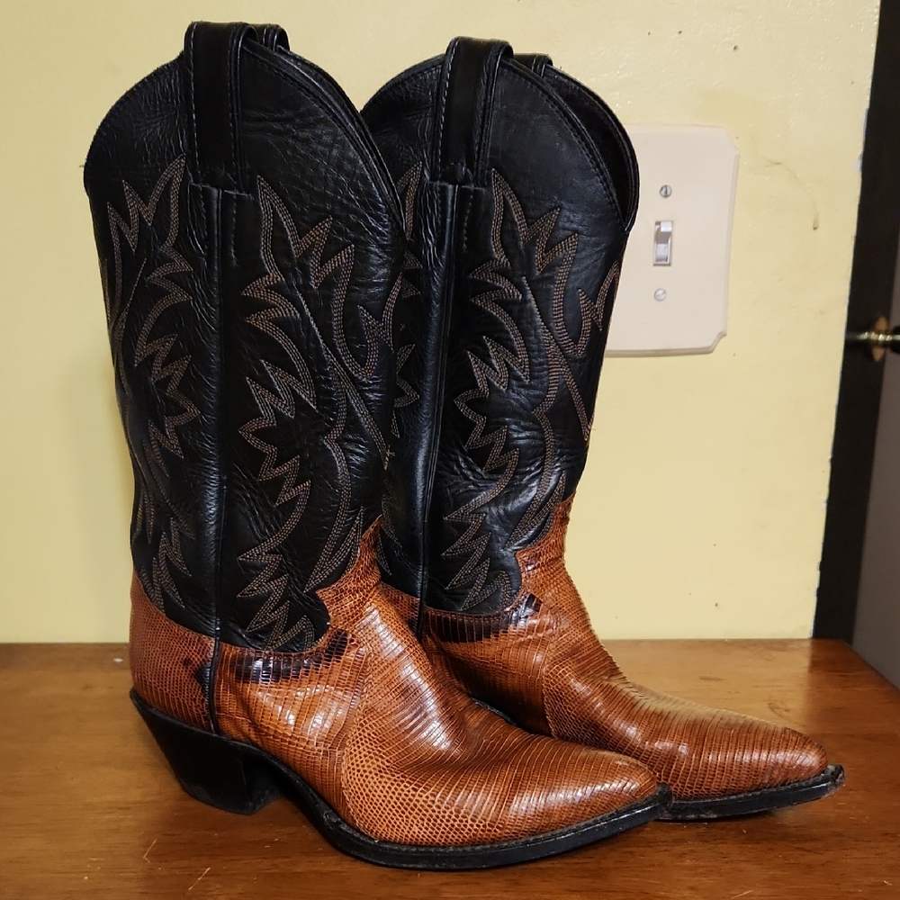 Justin Exotic Iguana Lizard Skin Cowboy Boots Size 6.5B